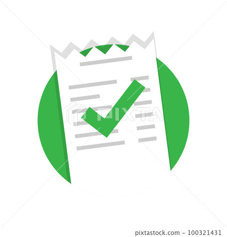 Approved payment icon in flat style. Paper receipt bill invoice vector illustration on isolated background. Verified notice sign business concept. Approved payment icon in flat style. Paper receipt bill invoice vector illustration on isolated background. Verified notice sign business concept. 100321431
