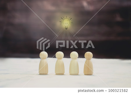Group of people standing together,social connecting one has an idea, light bulb over a person, leadership concept, recruiting workers, education and business teamwork, work together concept Group of people standing together,social connecting one has an idea, light bulb over a person, leadership concept, recruiting workers, education and business teamwork, work together concept 100321582