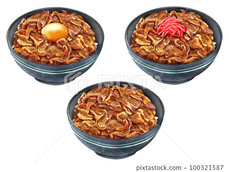 Beef bowl topping red ginger raw egg 100321587