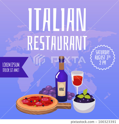 Squared banner for Italian restaurant flat style, vector illustration Squared banner for Italian restaurant flat style, vector illustration 100323391