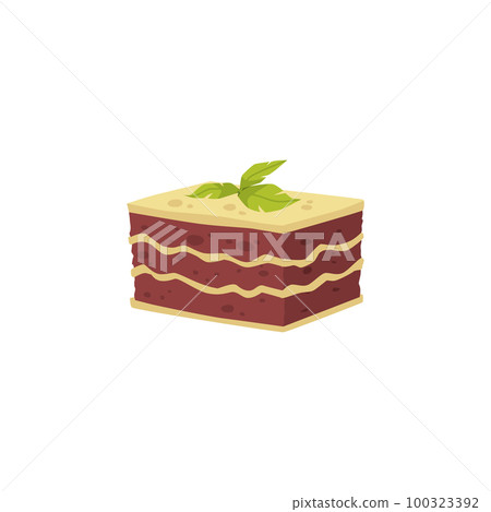 Lasagne bolognese, cartoon flat vector illustration isolated on white background. Lasagne bolognese, cartoon flat vector illustration isolated on white background. 100323392