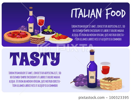 Set of website banner templates about tasty Italian food flat style Set of website banner templates about tasty Italian food flat style 100323395