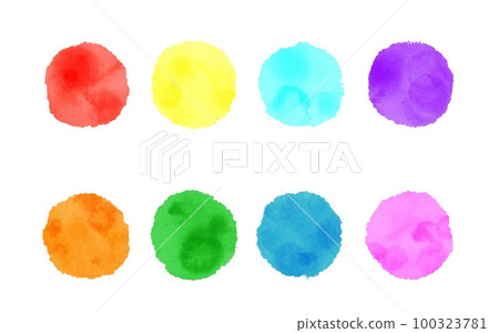 Rounds of bright colors made with watercolor Rounds of bright colors made with watercolor 100323781