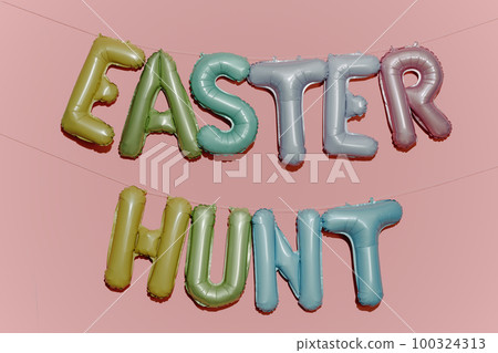 text easter hunt on a pink background 100324313