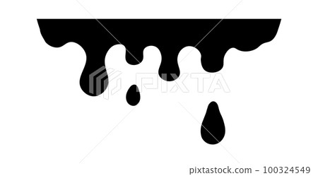 Drip of honey, melt drop. Black chocolate. Vector ink paint liquid. Sause syrip shape set 100324549