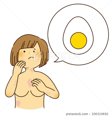 A woman who is itching due to an egg allergy A woman who is itching due to an egg allergy 100324692