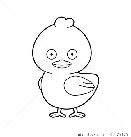 Easy coloring cartoon vector illustration of a chick Easy coloring cartoon vector illustration of a chick 100325175