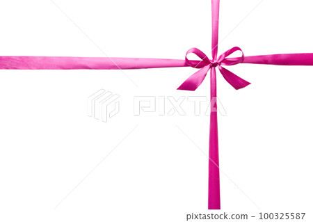 Red ribbon bow isolated on white background. empty space for design 100325587