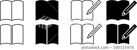 Monochrome document and pencil icon set Monochrome document and pencil icon set 100325978