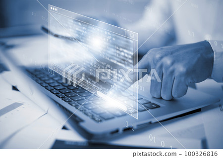 Businessman hand touch with Code html and programming on screen laptop,Programmer development Computer code,web design coding technology in software, digital software technology development, IoT Businessman hand touch with Code html and programming on screen laptop,Programmer development Computer code,web design coding technology in software, digital software technology development, IoT 100326816