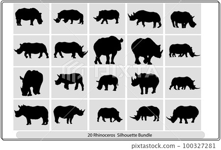 Rhino Silhouette,Rhino Silhouette Rhinoceros Symbol Set,African rhino silhouette. Set of logos. Rhino Silhouette,Rhino Silhouette Rhinoceros Symbol Set,African rhino silhouette. Set of logos. 100327281