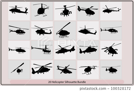 Helicopter silhouette ,Black Hawk style helicopter silhouette,Vector helicopter detailed silhouettes Helicopter silhouette ,Black Hawk style helicopter silhouette,Vector helicopter detailed silhouettes 100328172