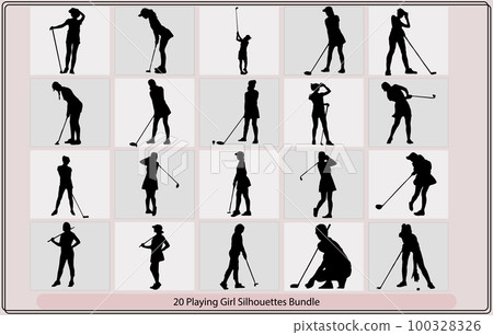 playing girls silhouettes playing outdoor,Sets of silhouette children playing girls playing girls silhouettes playing outdoor,Sets of silhouette children playing girls 100328326