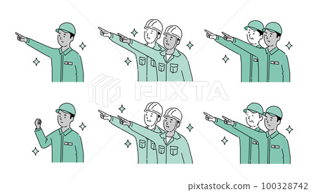 Foreign man illustration set 2 in work clothes in various poses, vector Foreign man illustration set 2 in work clothes in various poses, vector 100328742