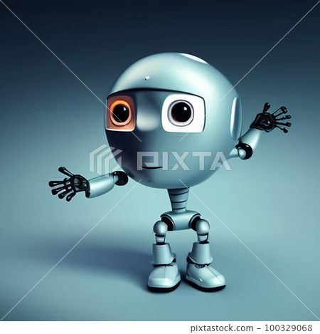 Cute sad little robot, highly detailed and photo realistic, Generative AI 100329068