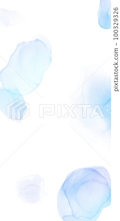 Vertical template for spring and summer of alcohol ink art on white background) Soap bubble-like pattern, light blue gradation Vertical template for spring and summer of alcohol ink art on white background) Soap bubble-like pattern, light blue gradation 100329326