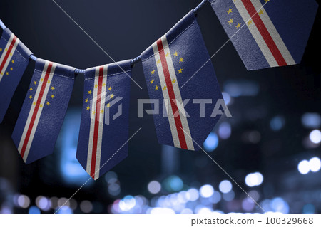 A garland of Cape Verde national flags on an abstract blurred background 100329668