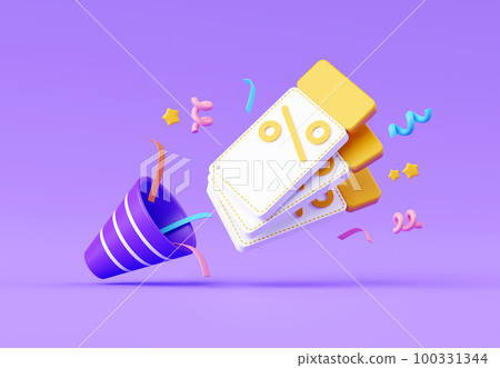 3d render, Coupon voucher discounts for shopping or online shopping, tickets for sales promotion, promo code offer, special price discounts for use, flash sale hour, purchase product. 3d render, Coupon voucher discounts for shopping or online shopping, tickets for sales promotion, promo code offer, special price discounts for use, flash sale hour, purchase product. 100331344