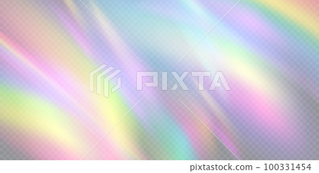 Rainbow light prism effect, transparent background. Hologram reflection, crystal flare leak shadow overlay. Vector illustration of abstract blurred iridescent light backdrop. Rainbow light prism effect, transparent background. Hologram reflection, crystal flare leak shadow overlay. Vector illustration of abstract blurred iridescent light backdrop. 100331454