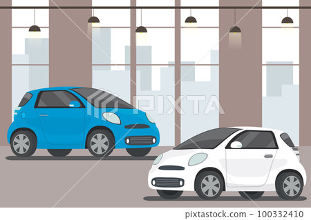 Modern cars in showroom,flat interior, Modern cars in showroom,flat interior, 100332410