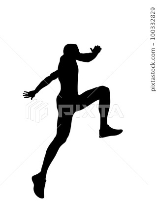 concept freedom man athlete jump up black silhouette on white background, sports illustration concept freedom man athlete jump up black silhouette on white background, sports illustration 100332829