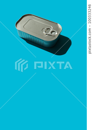 Tin can on a blue background 100333246
