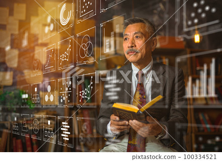 Hologram and senior man 100334521