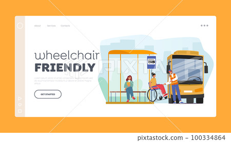 Accessibility And Inclusivity for Public Transportation Landing Page Template. Female Character on Wheelchair Use Ramp Accessibility And Inclusivity for Public Transportation Landing Page Template. Female Character on Wheelchair Use Ramp 100334864