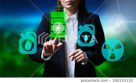 Green energy selection, woman hands touching renewable alternative eco energy icon Green energy selection, woman hands touching renewable alternative eco energy icon 100335110