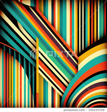 Artistic abstract colorful artwork bright stripe pattern design. 100335549