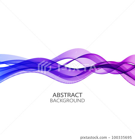 Abstract background of blue-violet wavy lines on a white background 100335695