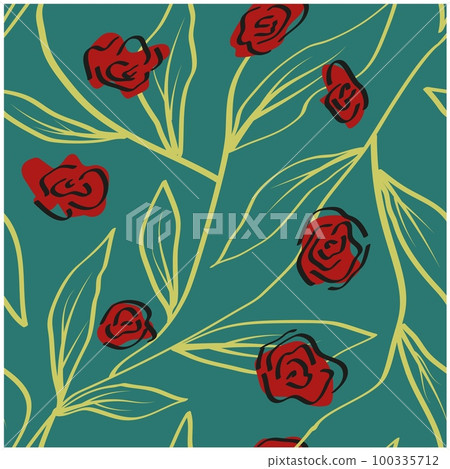 Beautiful paper art seamless pattern with flowers. Summer vector illustration. Spring floral vector Beautiful paper art seamless pattern with flowers. Summer vector illustration. Spring floral vector 100335712