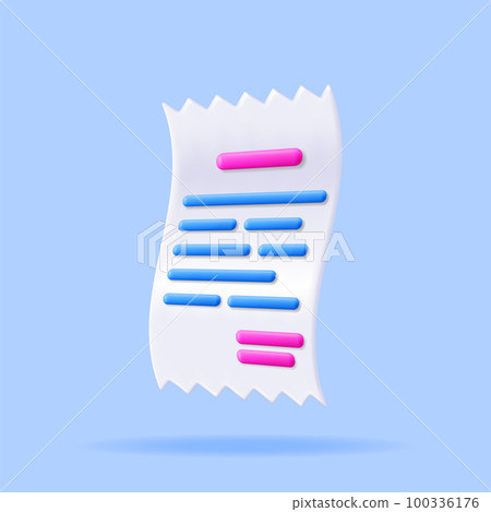 3D White Receipt Isolated on Blue 100336176