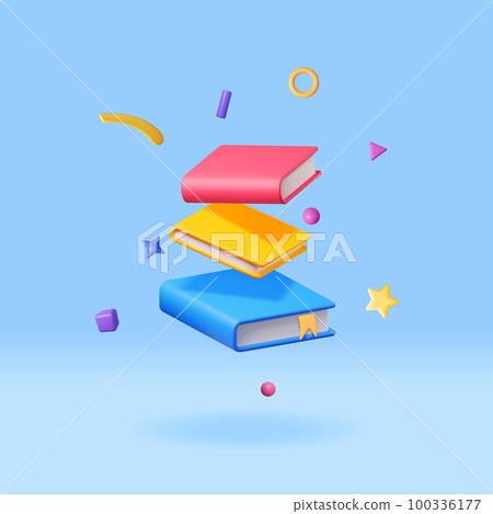3D Stack of Falling Closed Books 100336177