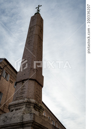Famous egyptian obelisk in Urbino, renassance city in Italy. 100336207