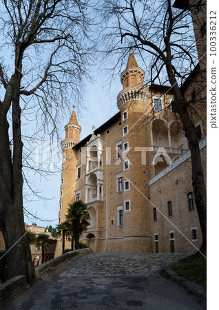 Facade of the Ducal Palace of Urbino, Italy Facade of the Ducal Palace of Urbino, Italy 100336212