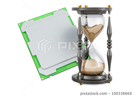 CPU with sand hourglass, 3D rendering CPU with sand hourglass, 3D rendering 100336668