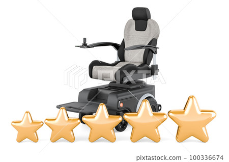 Motorized Power Chair with five golden stars, 3D rendering Motorized Power Chair with five golden stars, 3D rendering 100336674