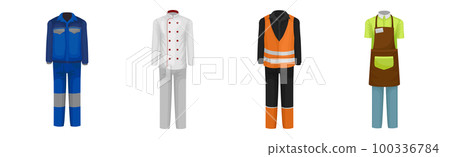 Workwear or Professional Staff Clothing and Outfit Front View Vector Set 100336784