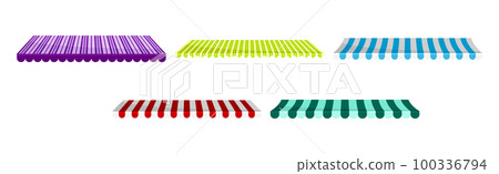 Striped Awning or Overhang as Secondary Covering of Fabric Vector Set Striped Awning or Overhang as Secondary Covering of Fabric Vector Set 100336794