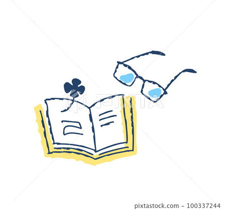 打開的書和眼鏡 100337244