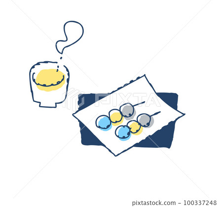 Tricolor dumplings and tea Tricolor dumplings and tea 100337248