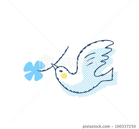 A bird flying with a four-leaf clover in its mouth A bird flying with a four-leaf clover in its mouth 100337250