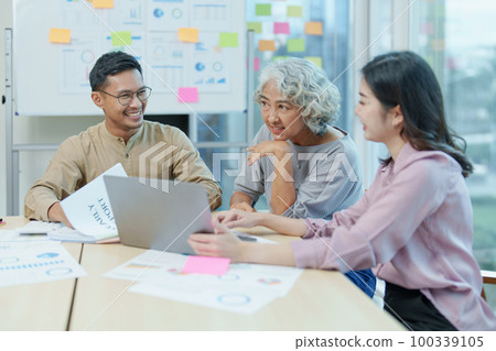 Asian entrepreneurs and business people meeting in a conference room in business planning, financial budget and investment risk assessment to analyze customer groups to increase company growth. 100339105