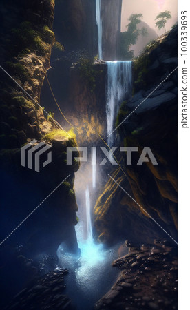 mystical magical waterfall in the mountains mystical magical waterfall in the mountains 100339693