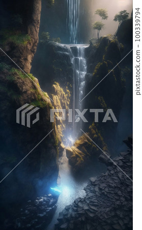 mystical magical waterfall in the mountains mystical magical waterfall in the mountains 100339794