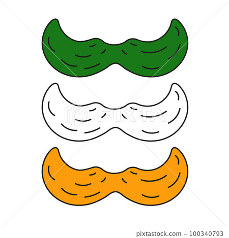 Patricks day mustache flag vector illustration isolated on white background Symbol Doodle Irish sign Patricks day mustache flag vector illustration isolated on white background Symbol Doodle Irish sign 100340793