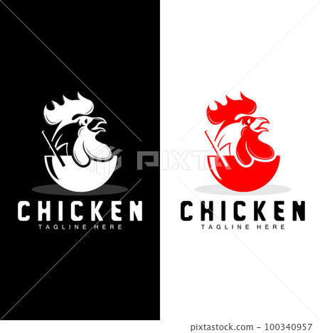 Grilled Chicken Barbecue Logo Design,Chicken Head Vector, Company Brand 100340957