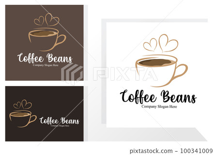 coffee bean drink logo design in brown color vector illustration 100341009