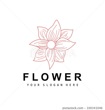 Simple Botanical Leaf and Flower Logo, Vector Natural Line Style, Decoration Design, Banner, Flyer, Wedding Invitation, and Product Branding 100341046